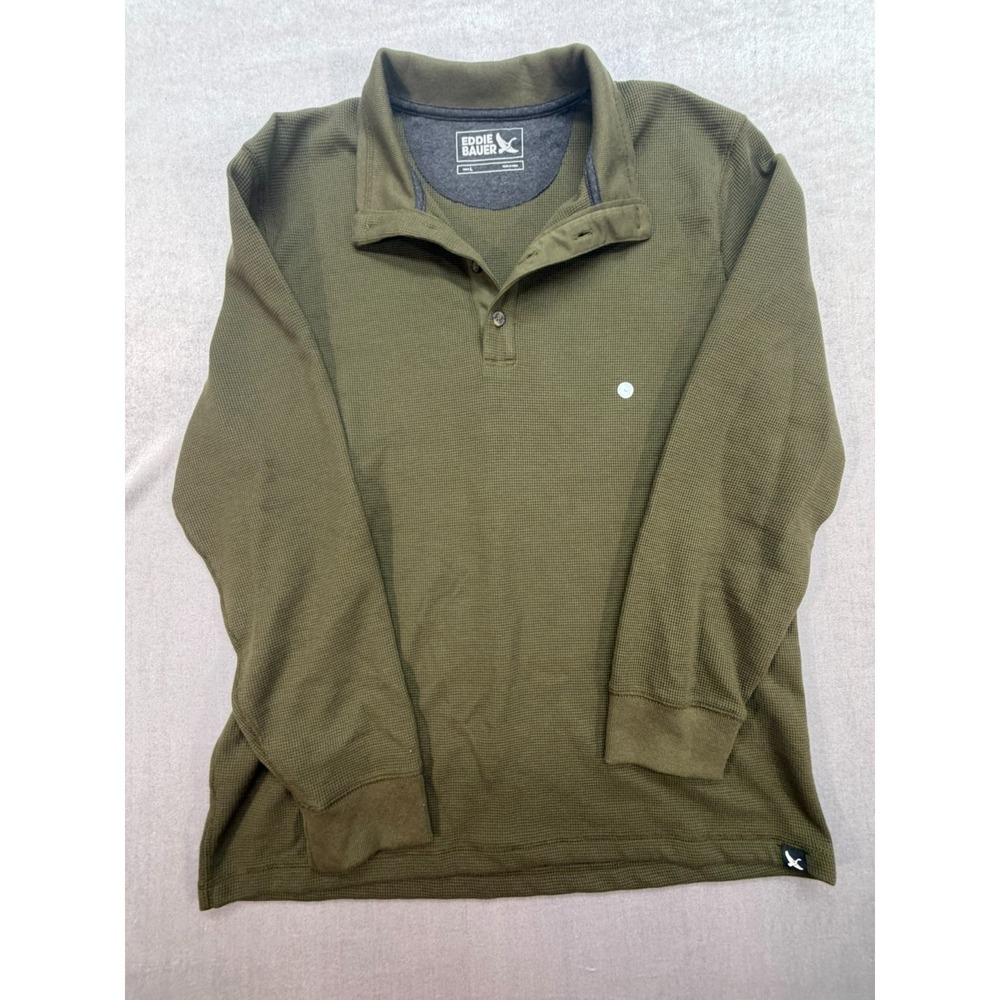 NWT Eddie Bauer Thermal Mock Neck Pullover Men Green Large